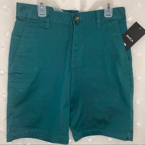 RVCA boy’s green weekend stretch shorts,NWT